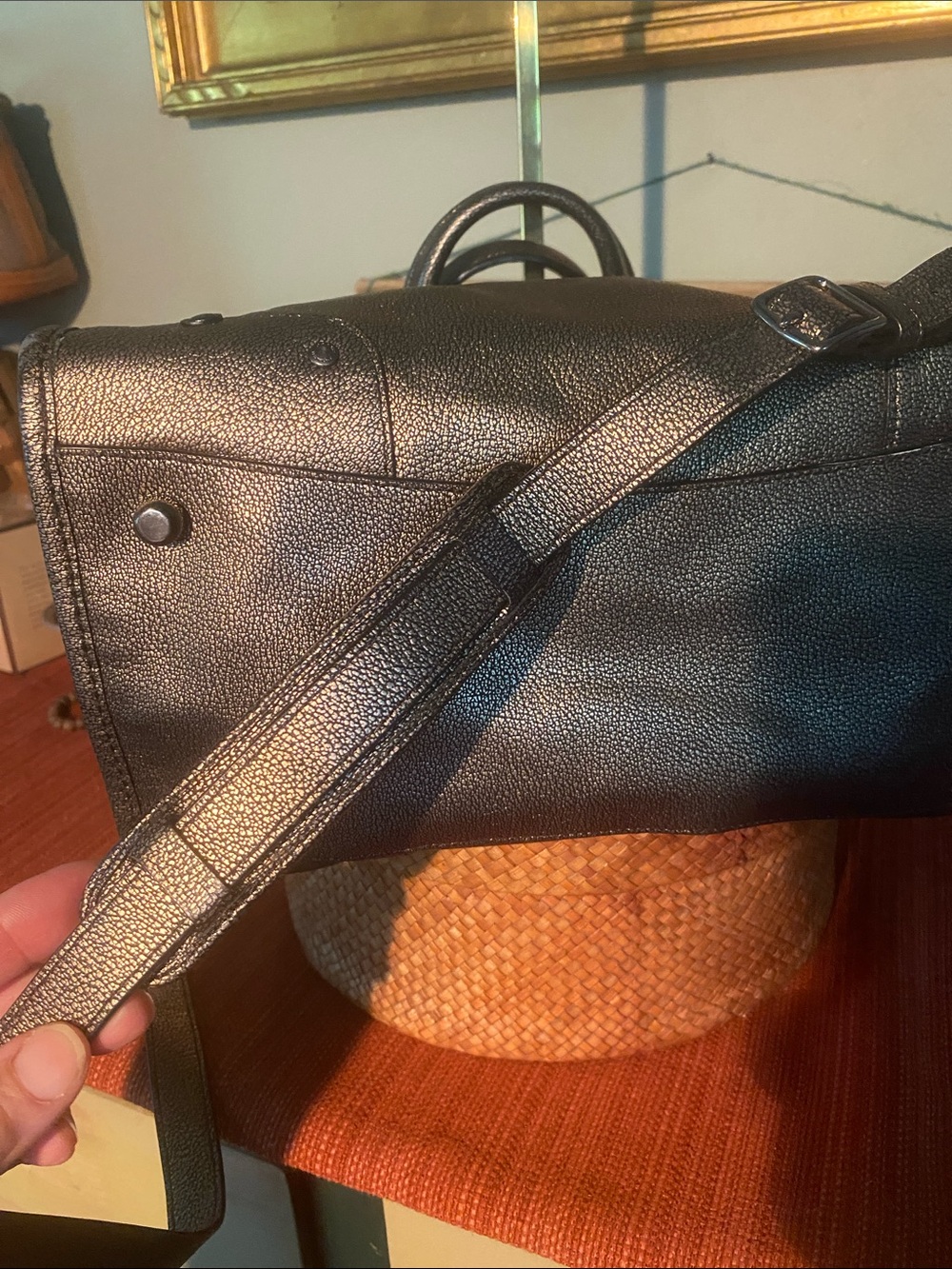 Coach Rhyder 24 Satchel Shoulder Crossbody Bag in Metallic Gunmetal Leather - Picture 10 of 16